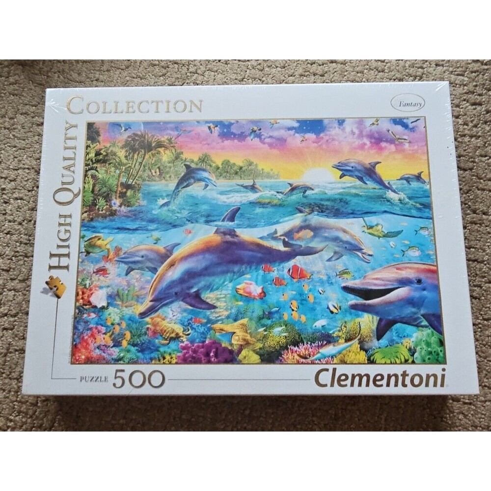 RARE Clementoni Fantasy Dolphins 500 Piece Puzzle Sealed NIB